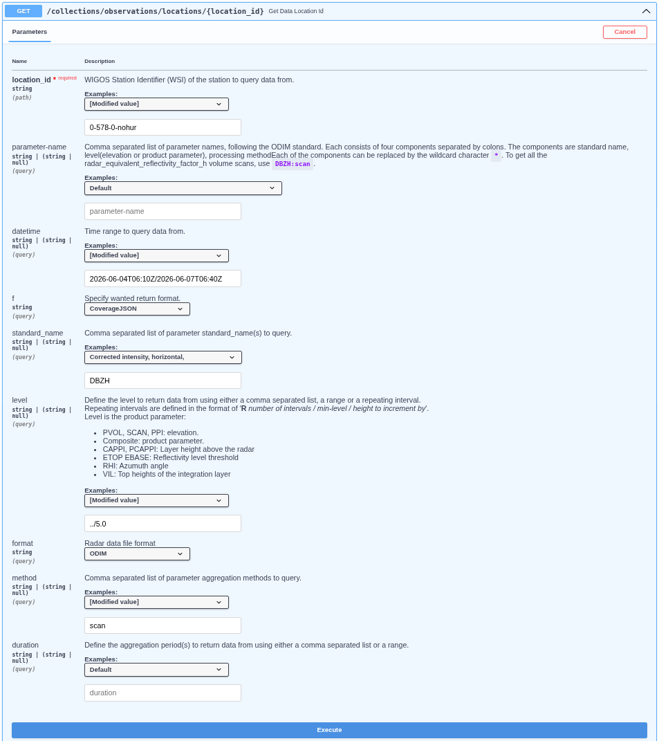ORD Query Parameters Location